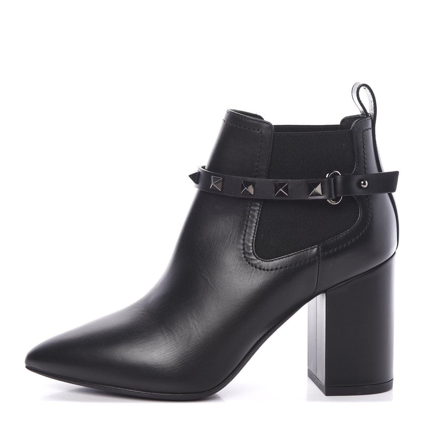 Calfskin Rockstud Chelsea 85mm Ankle Boots 36 Black