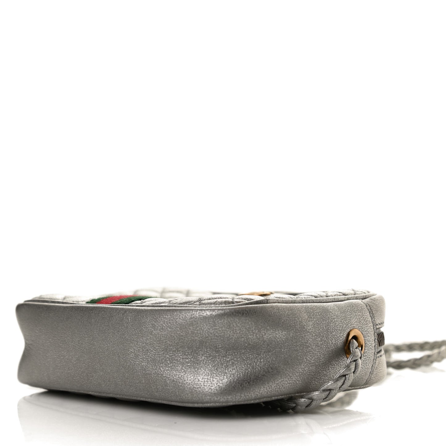 Laminated Nappa Web Trapuntata Mini GG Shoulder Bag Argento