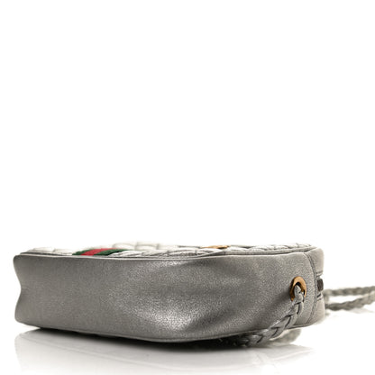 Gucci Laminated Nappa Web Trapuntata Mini GG Shoulder Bag Argento 9 of 12