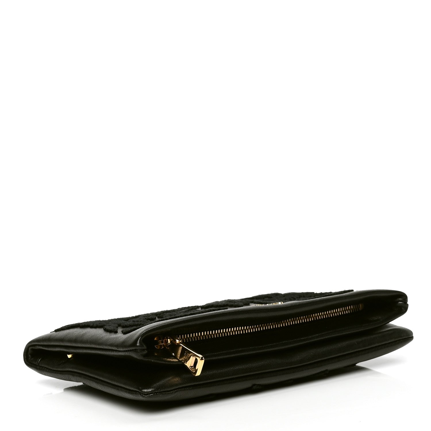 Prada Nappa Ricamo Flap Clutch Black 3 of 4