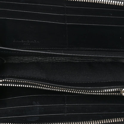 Balenciaga Matte Goatskin Rubber Covered Classic Hardware Continental Zip Around Wallet Black 5 of 10