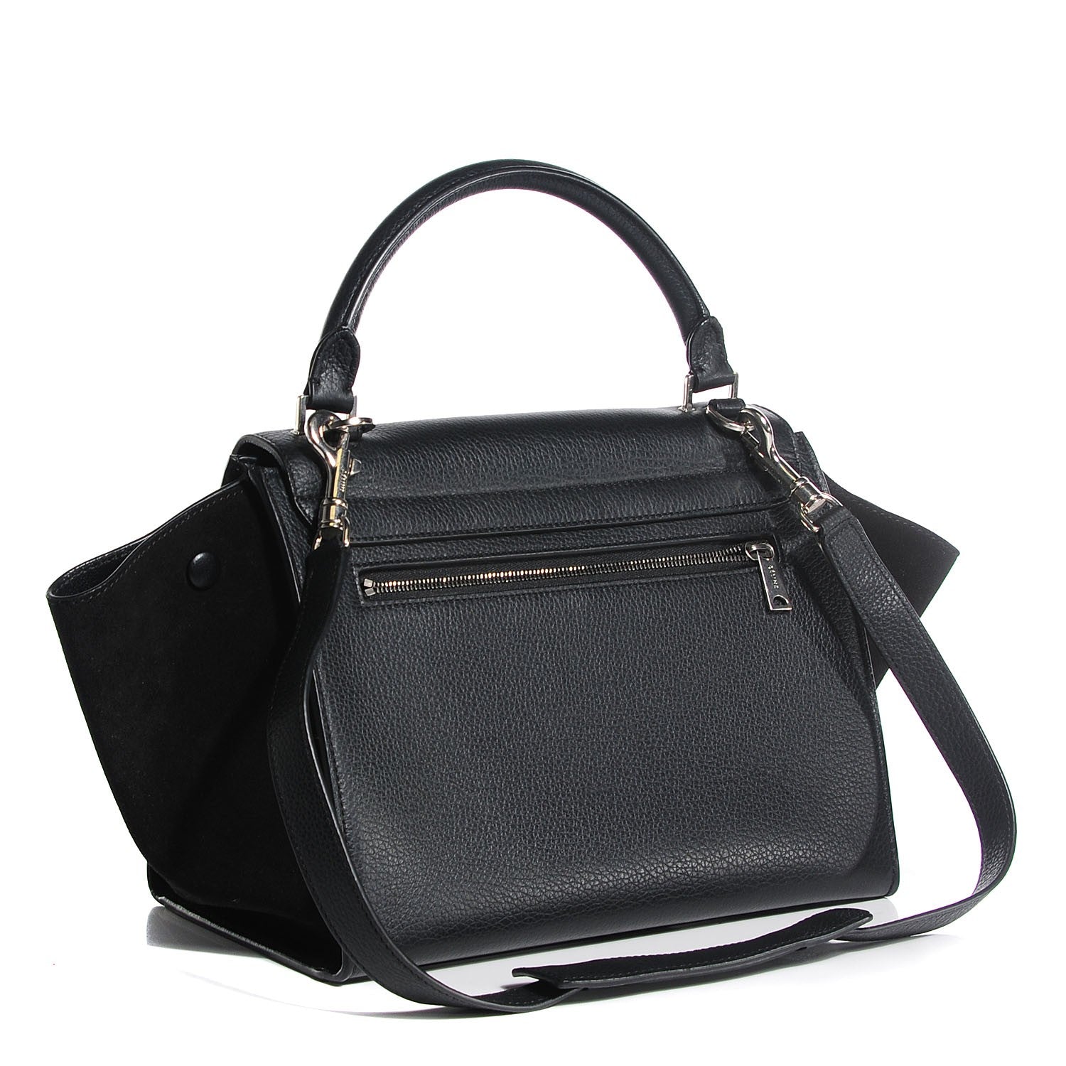Celine Drummed Calfskin Suede Small Trapeze Black 3 of 8