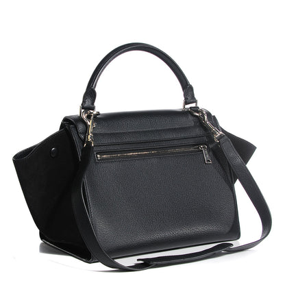 Celine Drummed Calfskin Suede Small Trapeze Black 3 of 8