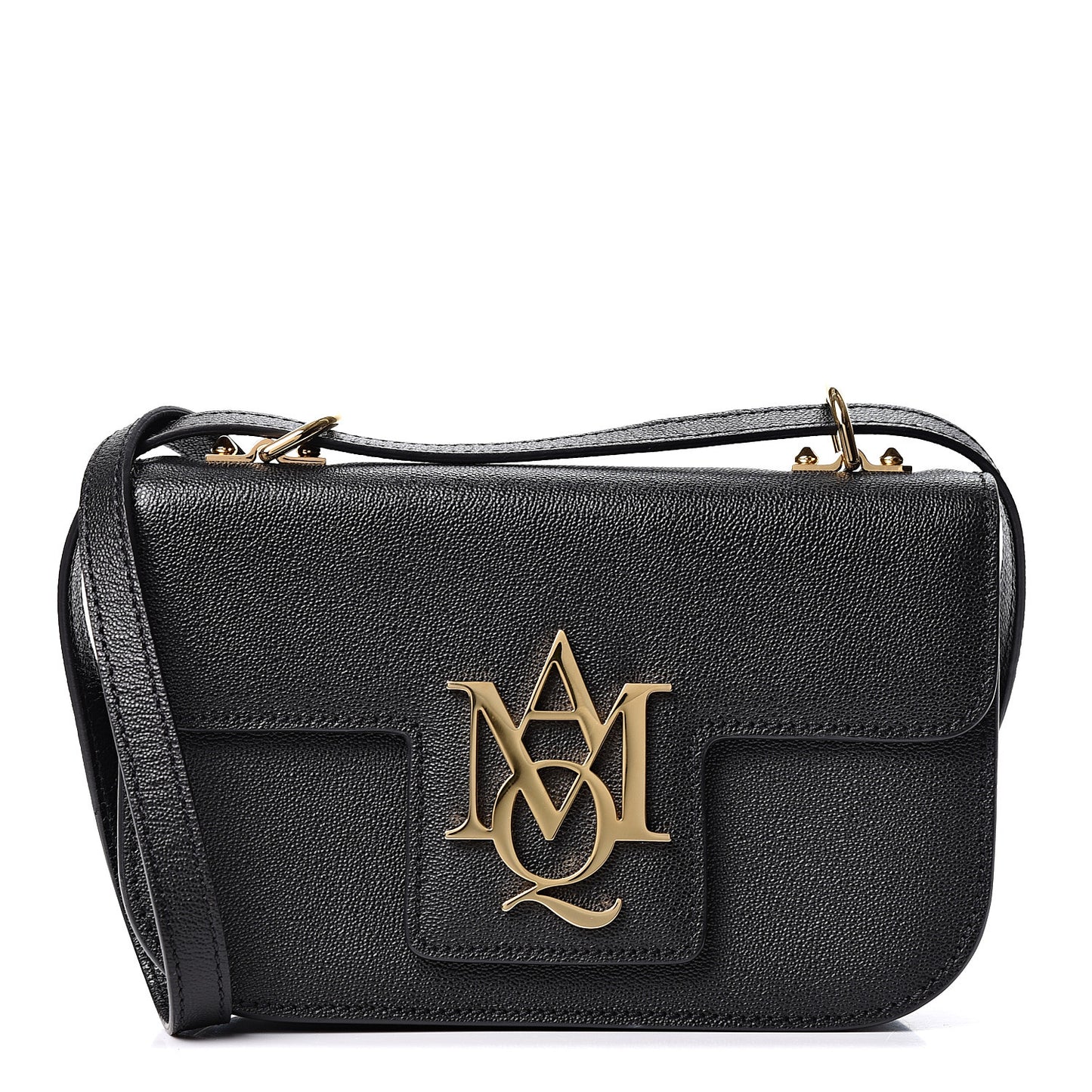 Grained Calfskin Small Insignia Flap Black