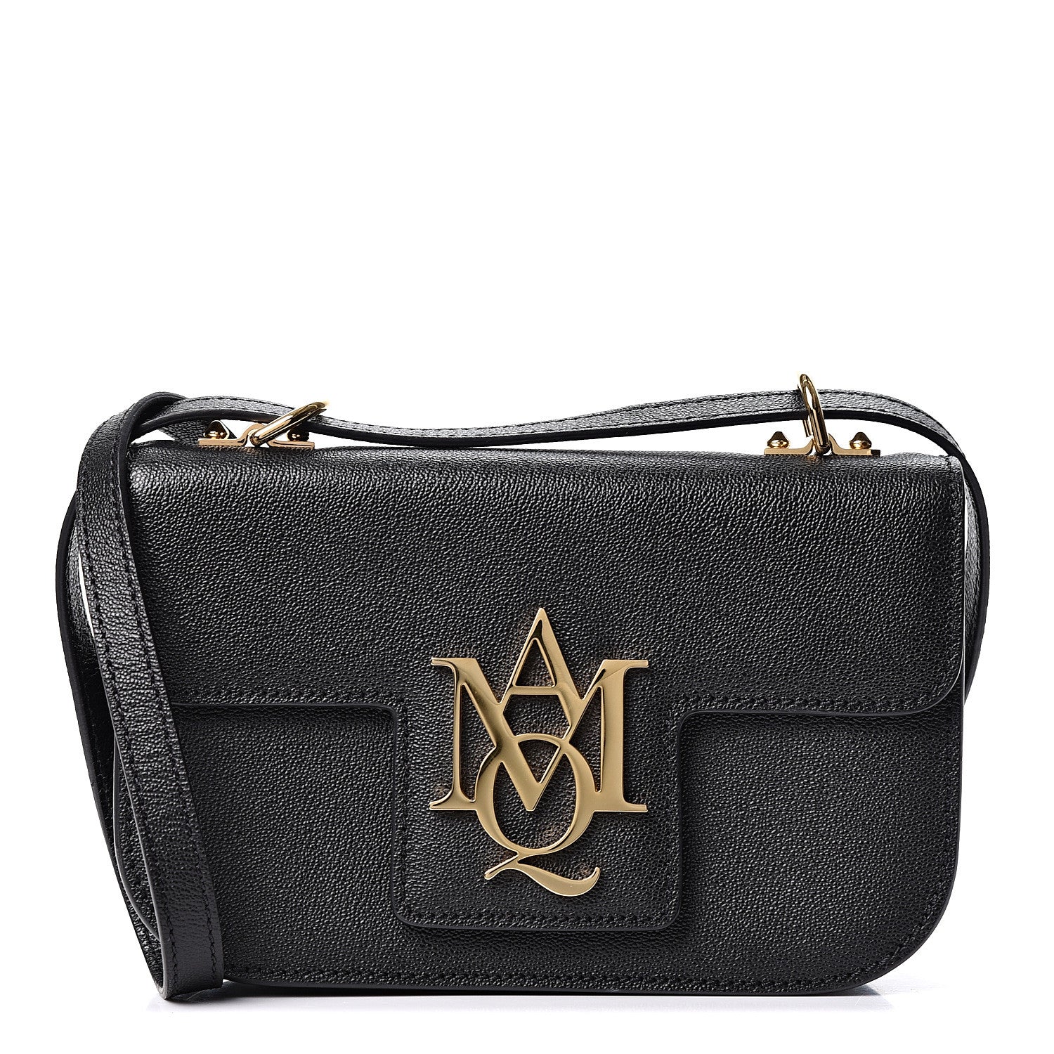 Alexander McQueen Grained Calfskin Small Insignia Flap Black 1 of 10