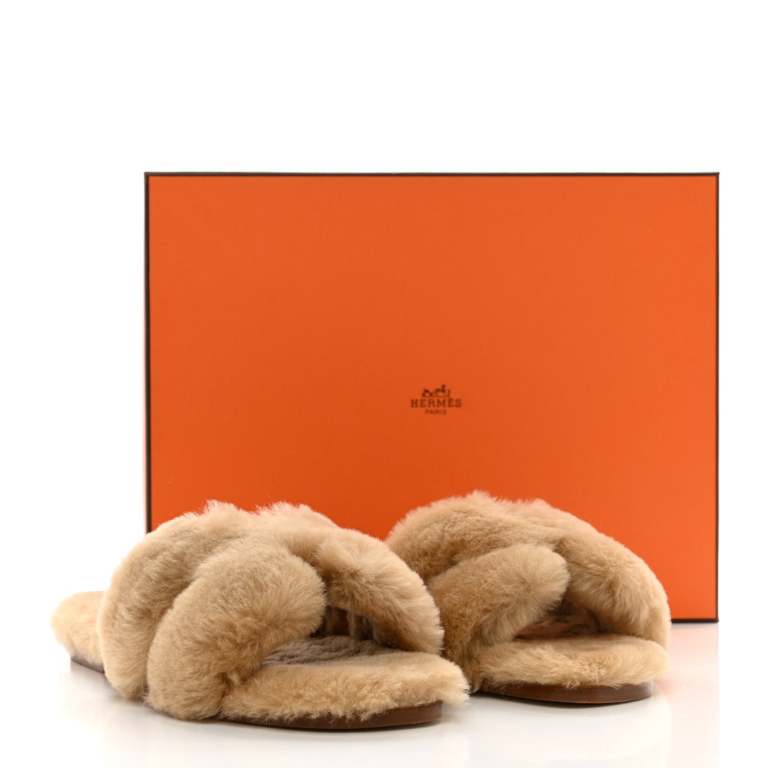 Hermes Woolskin Oran Sandals 37.5 Beige Argile 8 of 8