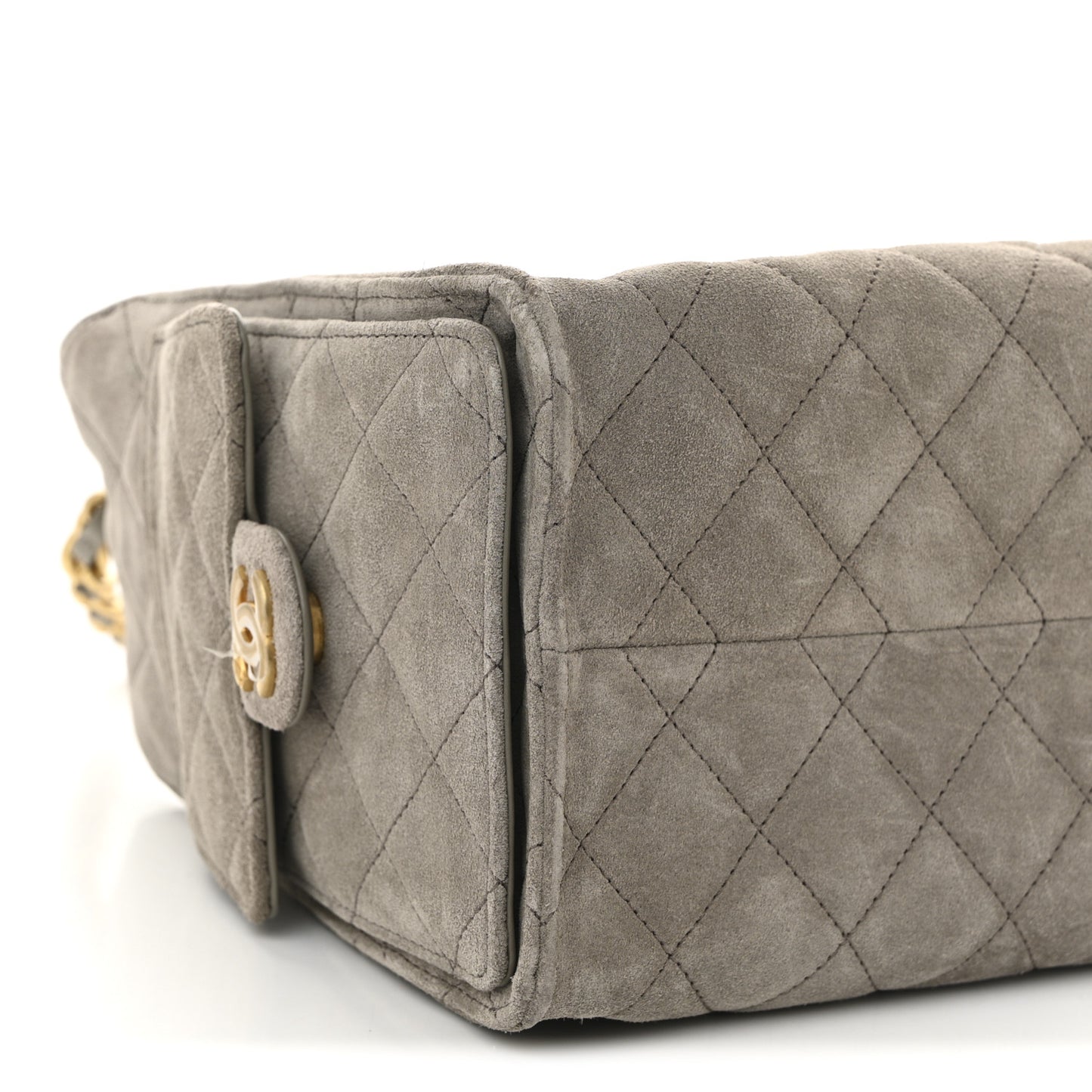 Suede Quilted Small Chanel 25 Handbag Dark Grey