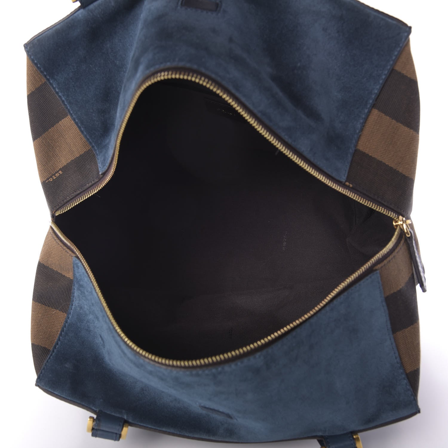 Fendi Pequin Vitello Magnetic Top Satchel Tobacco Petrolio 5 of 9