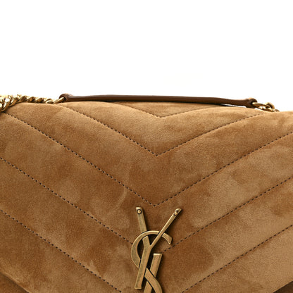 Saint Laurent Suede Y Quilted Monogram Medium Loulou Chain Satchel Cinnamon 7 of 9