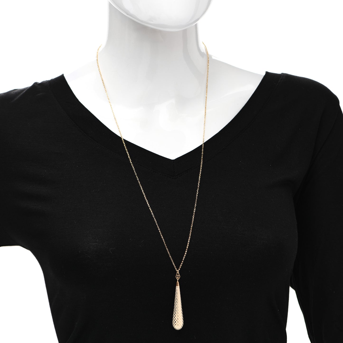 18K Yellow Gold Enamel Diamantissima Pendant Necklace White