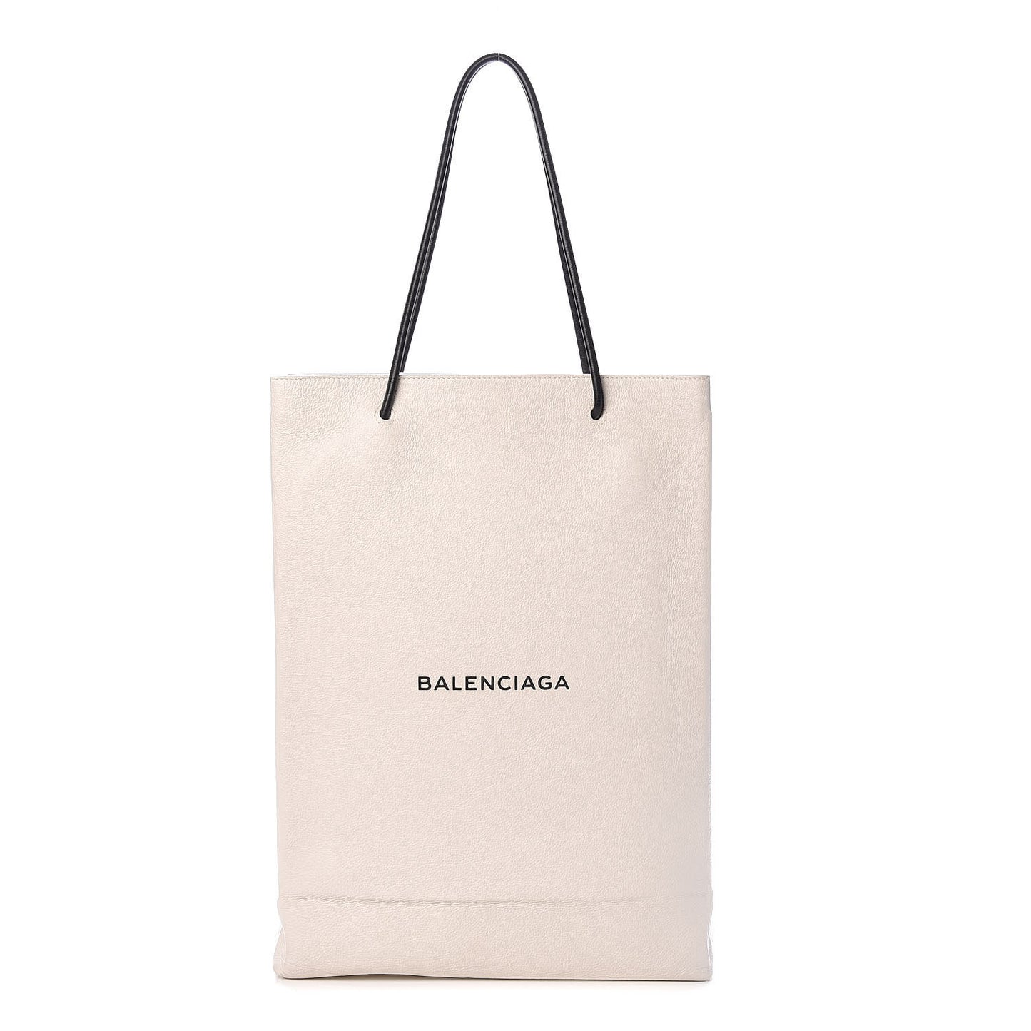 Calfskin Medium Logo North South Shopping Tote White