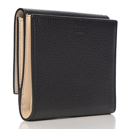 Fendi Cuoio Romano Vitello Grace Micro Peekaboo Tri-Fold Wallet Black Camelia 3 of 9