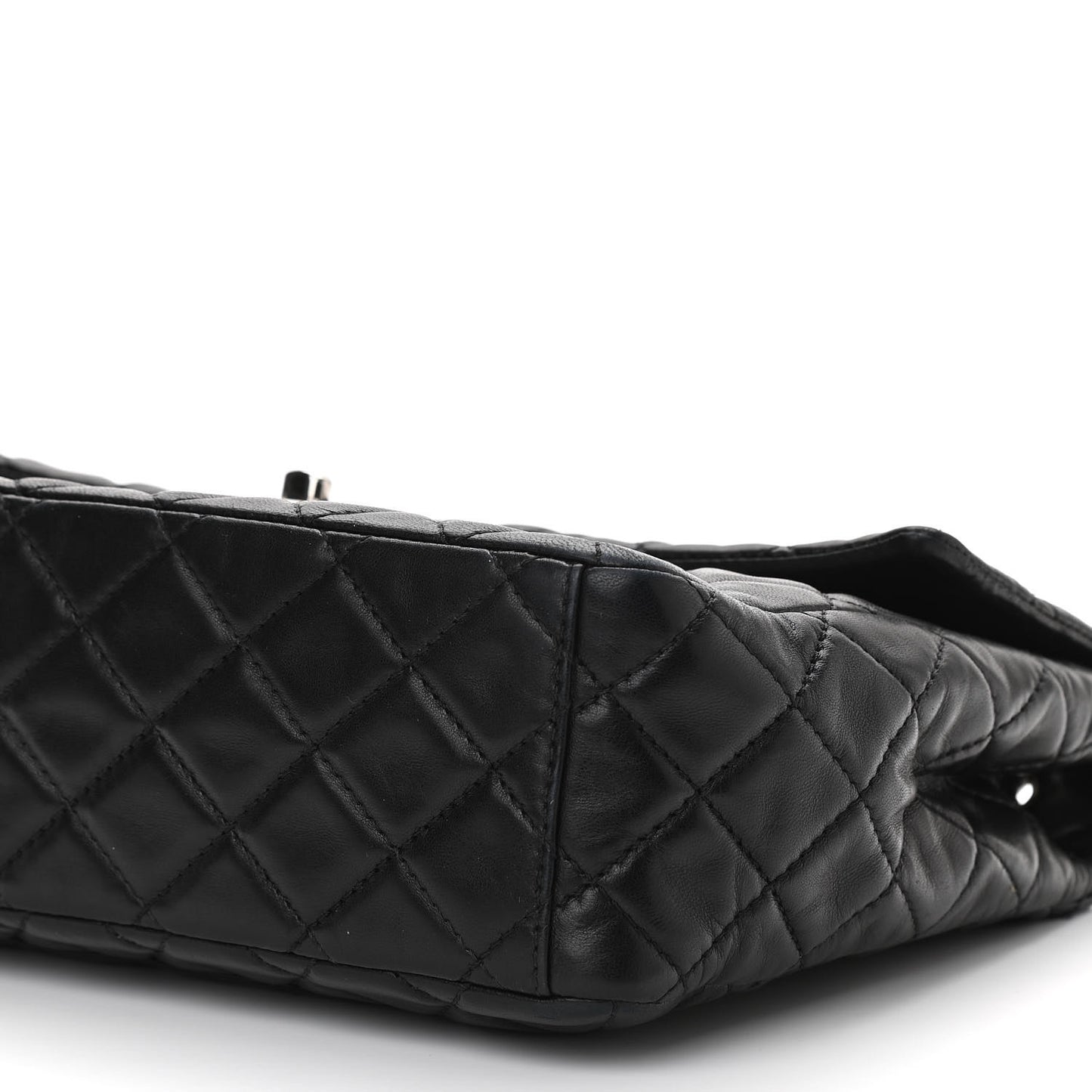 Washed Lambskin Quilted Maxi Single Flap Black