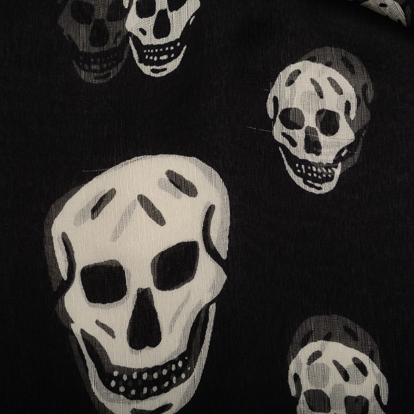 Silk Chiffon Skull Scarf Black Ivory