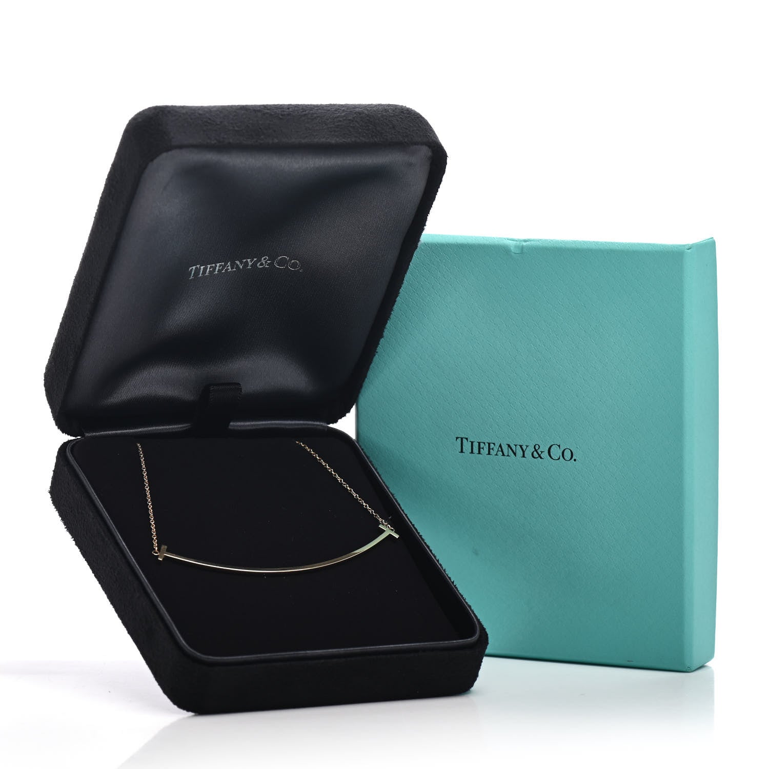 Tiffany 18K Yellow Gold Large T Smile Pendant Necklace 5 of 5