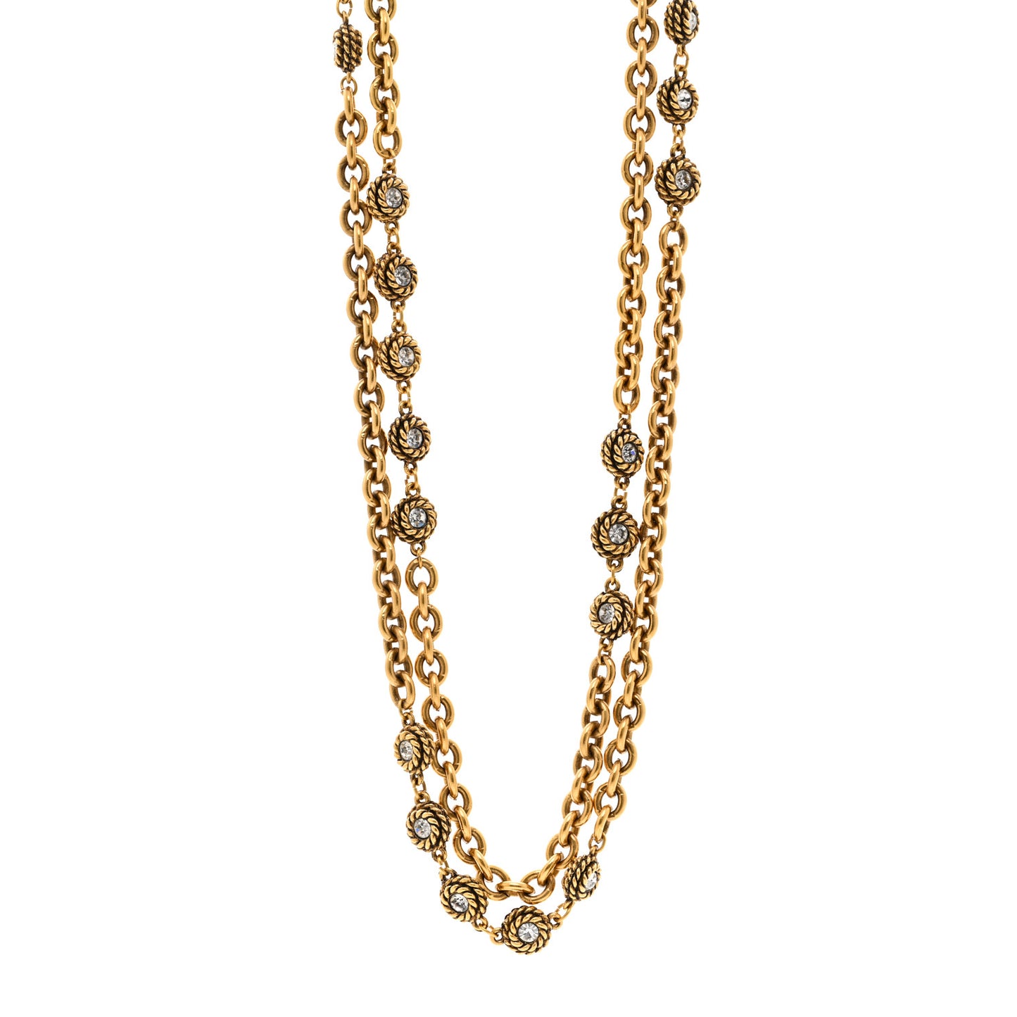 Crystal Chain Long Necklace Belt Gold