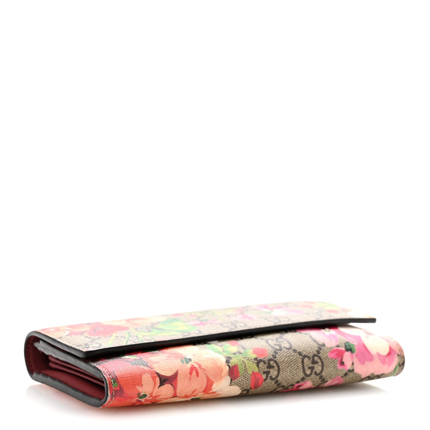 GG Supreme Monogram Blooms Continental Wallet Beige Multicolor Dry Rose