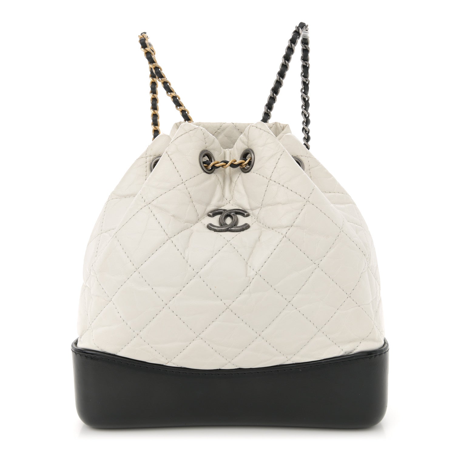 Chanel Aged Calfskin Quilted Small Gabrielle Backpack Black White 1 of 11