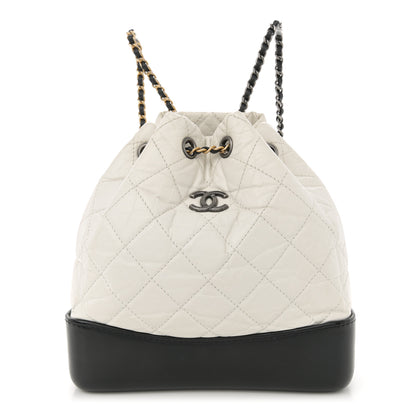 Chanel Aged Calfskin Quilted Small Gabrielle Backpack Black White 1 of 11