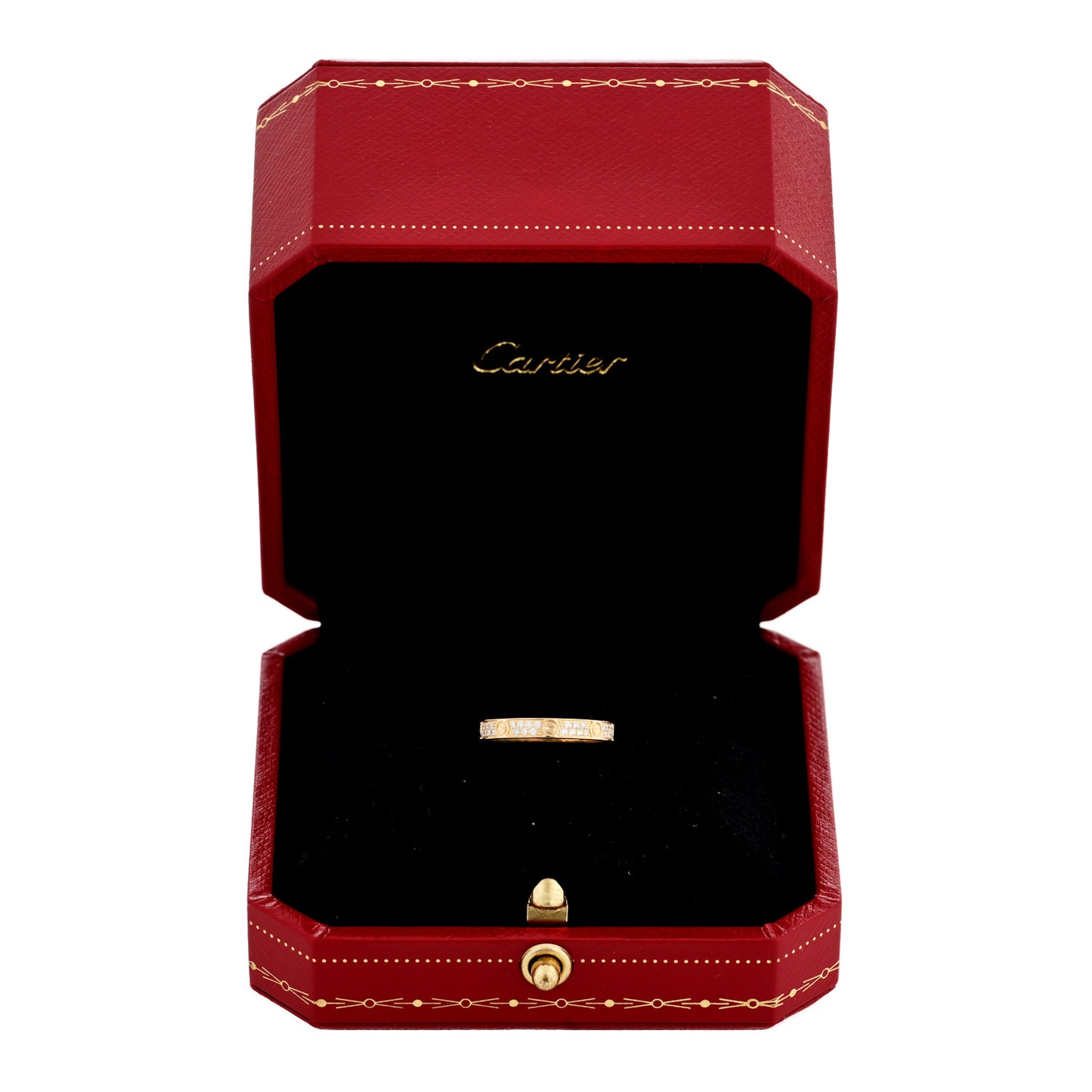 18K Yellow Gold Diamond 2.6mm LOVE Paved Band Ring 47 4