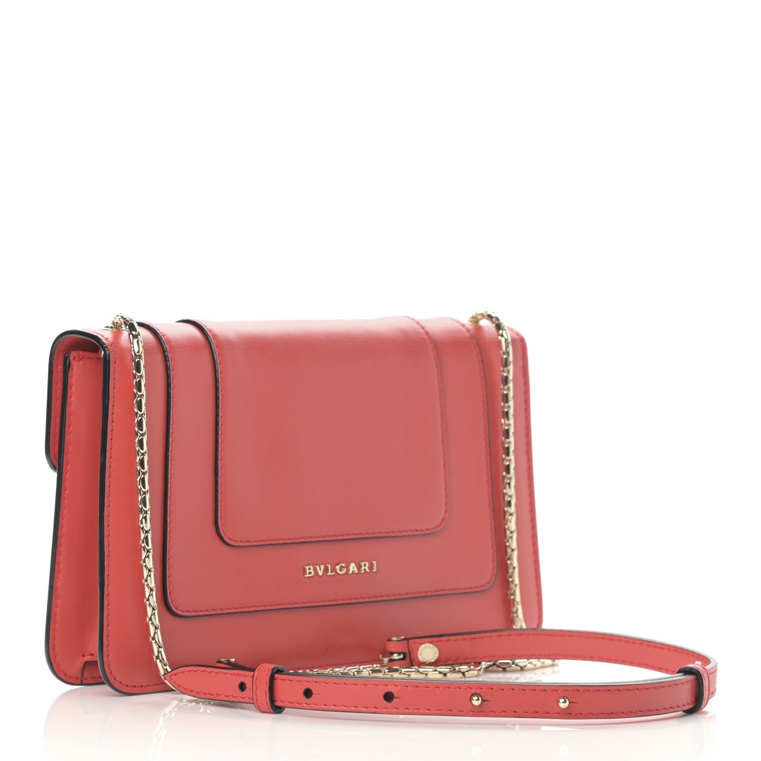 Bulgari Calfskin Serpenti Forever Shoulder Bag Coral 3 of 15