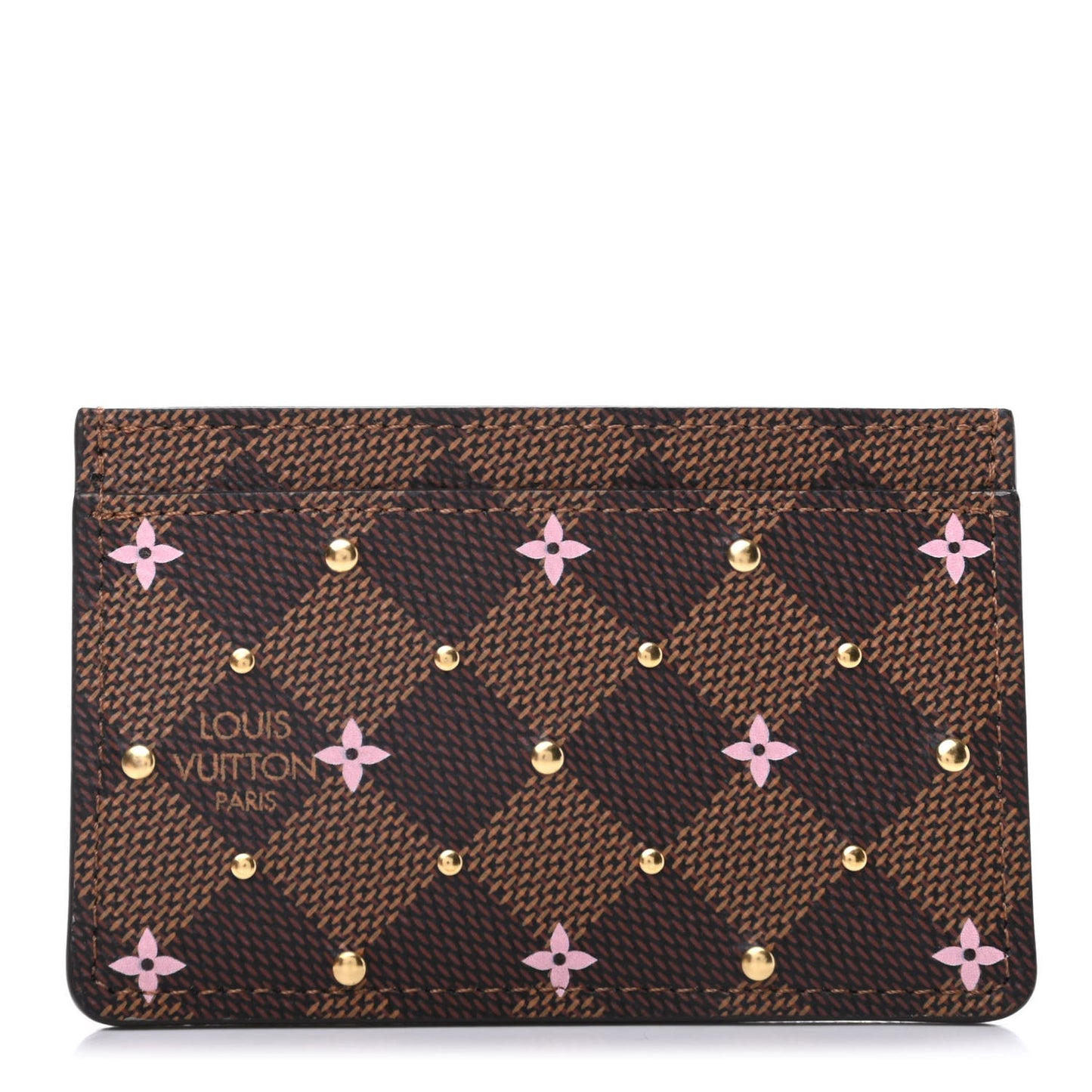 Damier Ebene Studded Card Holder