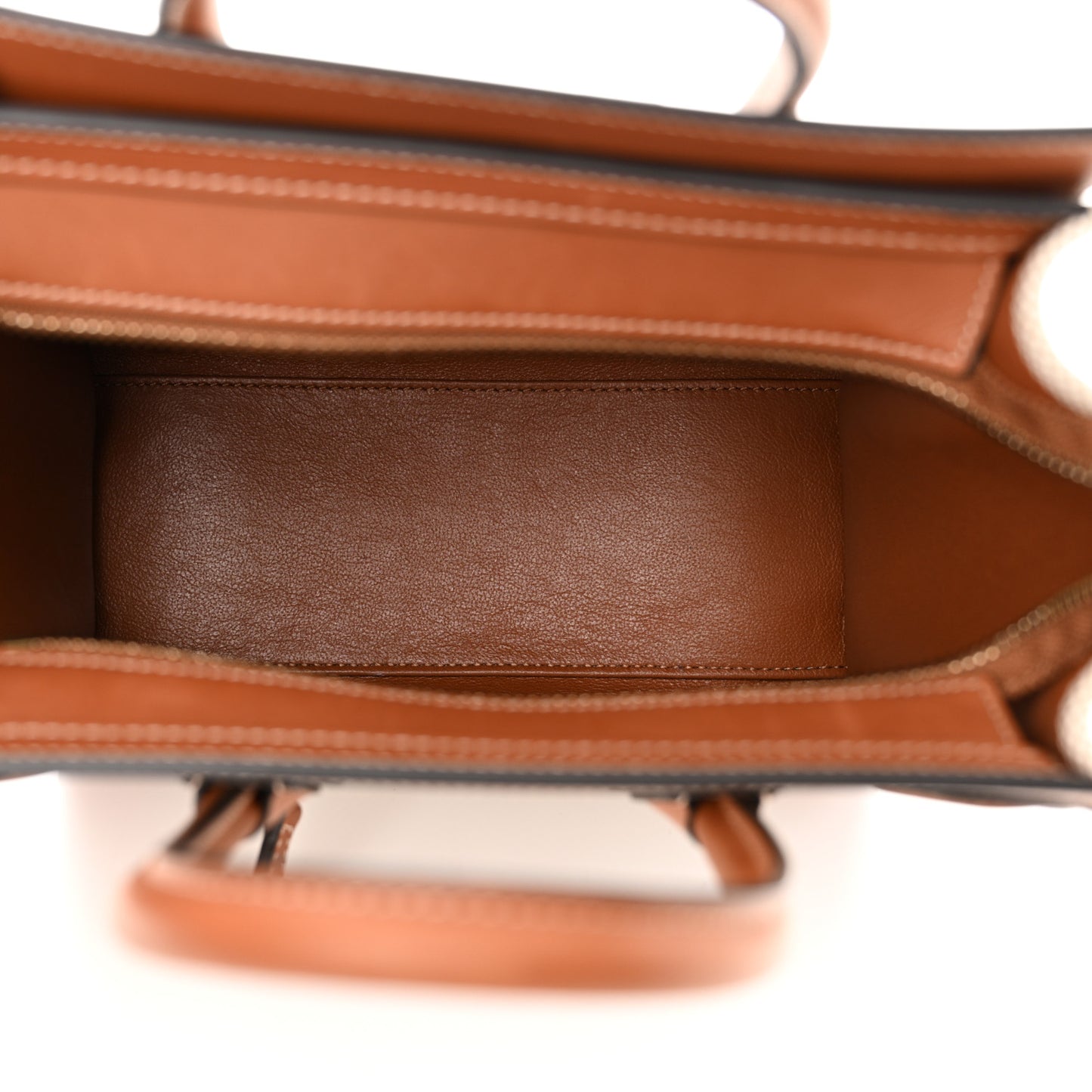 Textile Smooth Calfskin Nano Luggage Tan White