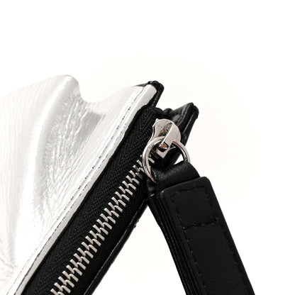 Chanel Metallic Lambskin Wave Clutch Black Silver 11 of 11