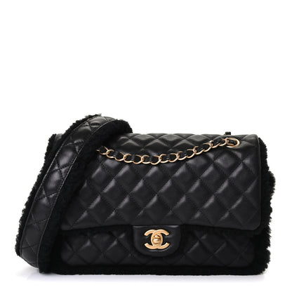 Chanel Lambskin Shearling Large CC Flap Bag Black 1 of 4