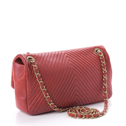 Chanel Calfskin Surpique Chevron Medium Flap Red 3 of 10
