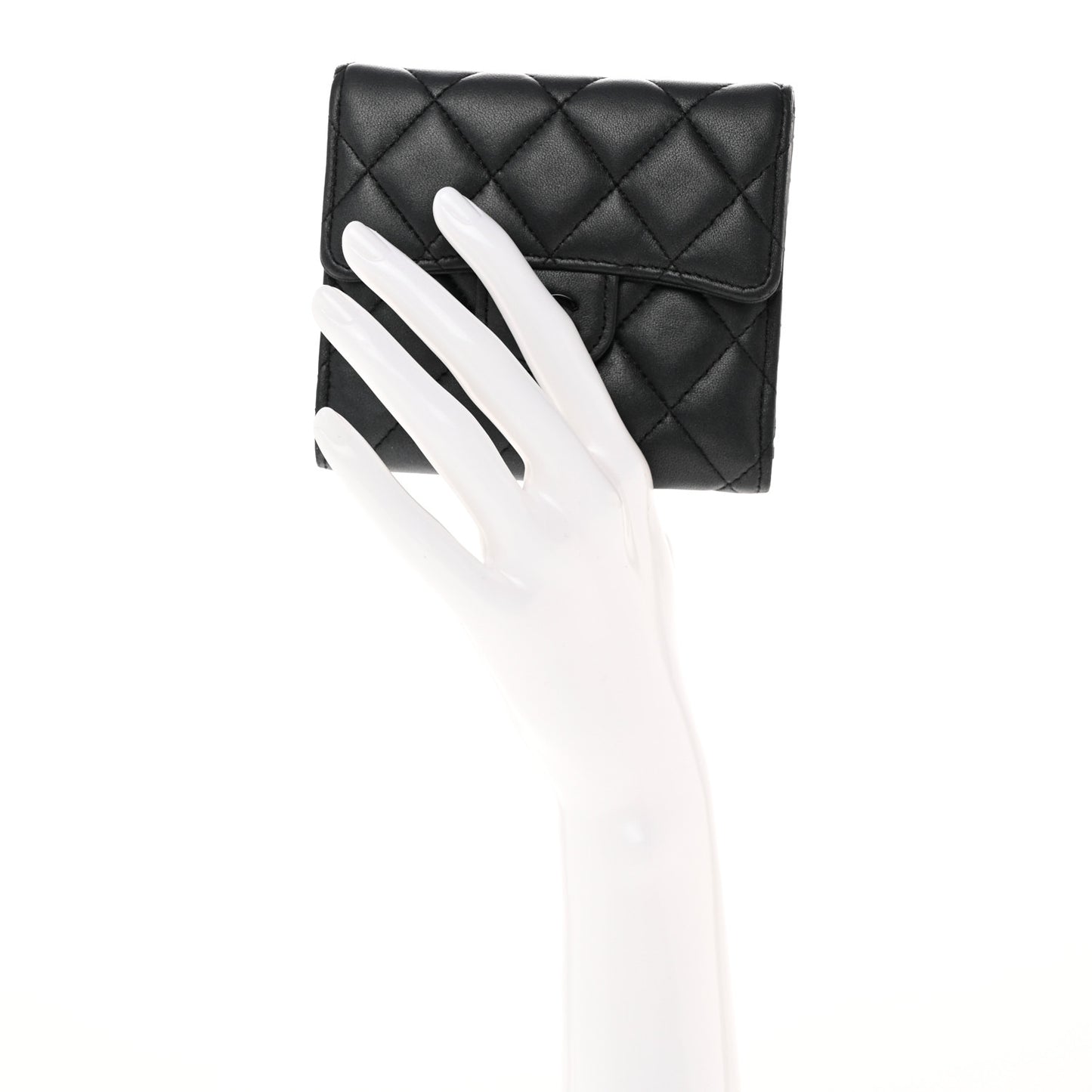 Lambskin Quilted Compact Flap Wallet So Black