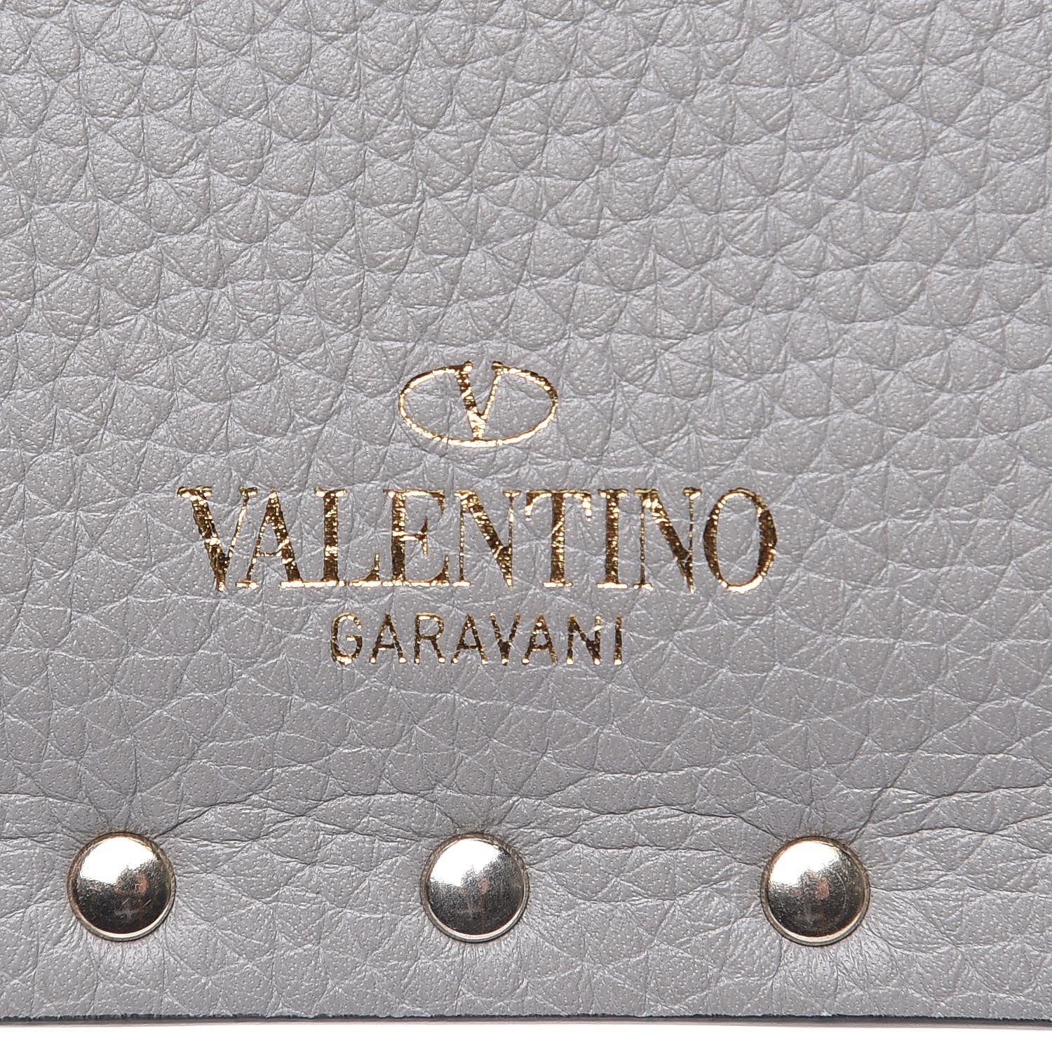 Valentino Garavani Pebbled Calfskin Medium Rockstud Envelope Flat Wristlet Pouch Grey 7 of 8