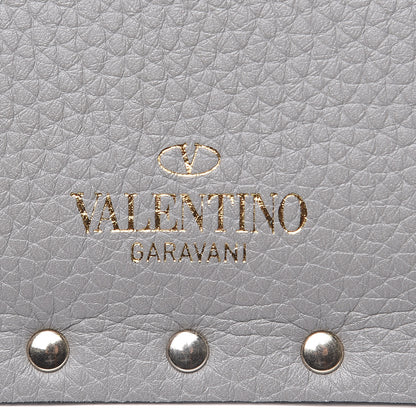 Valentino Garavani Pebbled Calfskin Medium Rockstud Envelope Flat Wristlet Pouch Grey 7 of 8