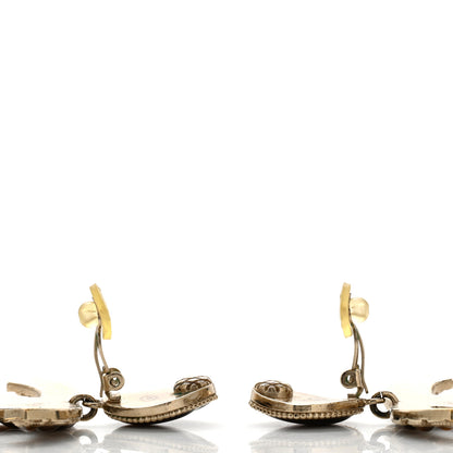 Chanel Metal Gripoix Along The Nile Clip On Earrings Gold Orange 3 of 5