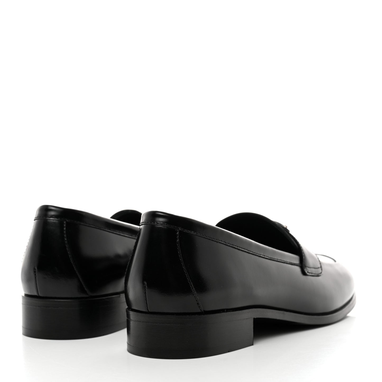 Brushed Calfskin Metal Triangle Logo 20mm Loafers 40 Black