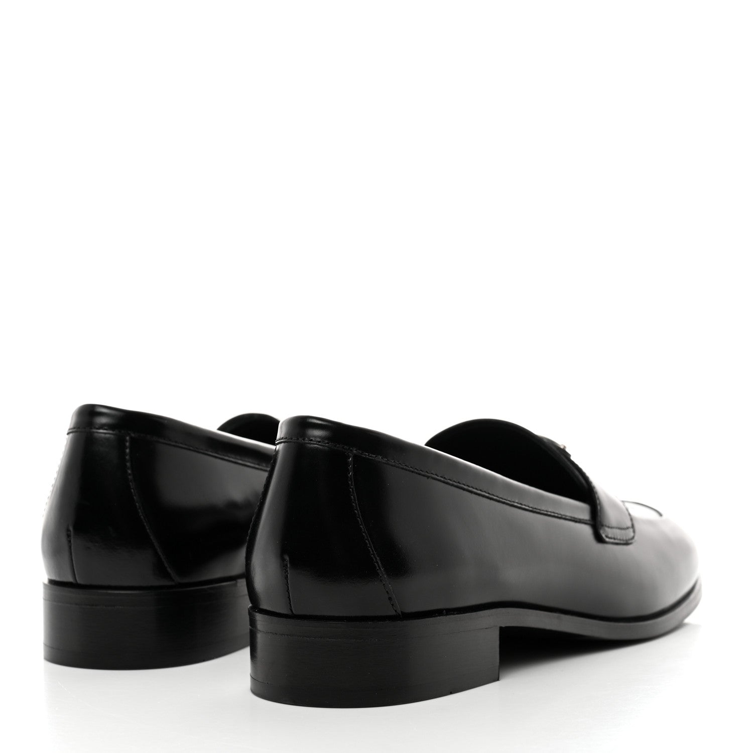 Prada Brushed Calfskin Metal Triangle Logo 20mm Loafers 40 Black 4 of 8