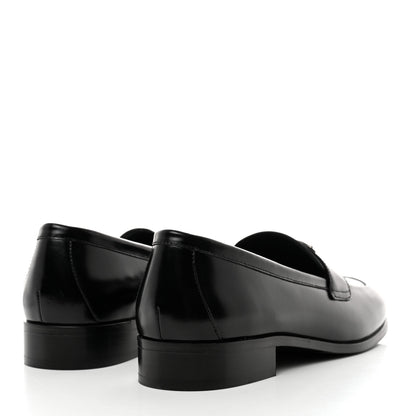 Prada Brushed Calfskin Metal Triangle Logo 20mm Loafers 40 Black 4 of 8