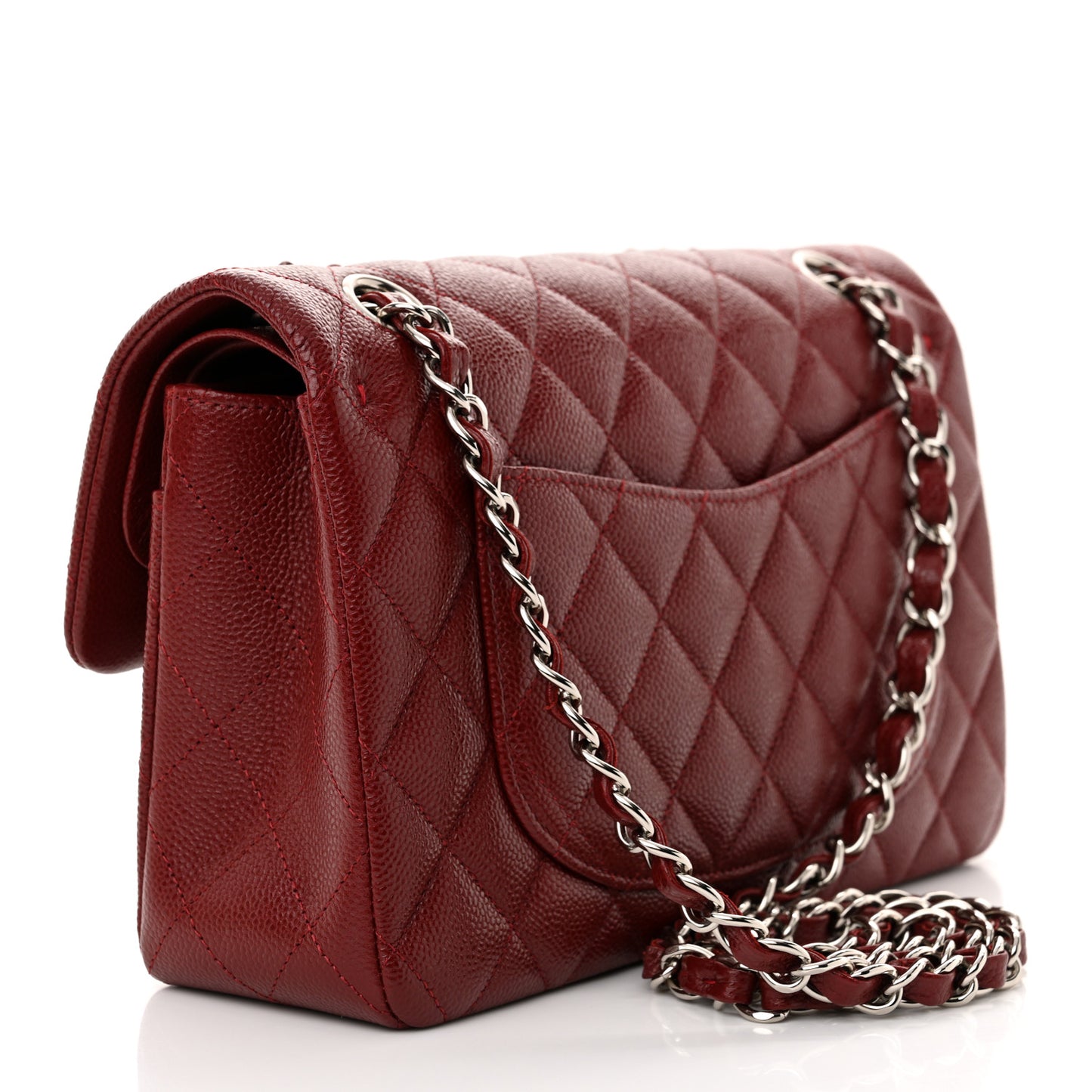 Caviar Quilted Small Double Flap Burgundy