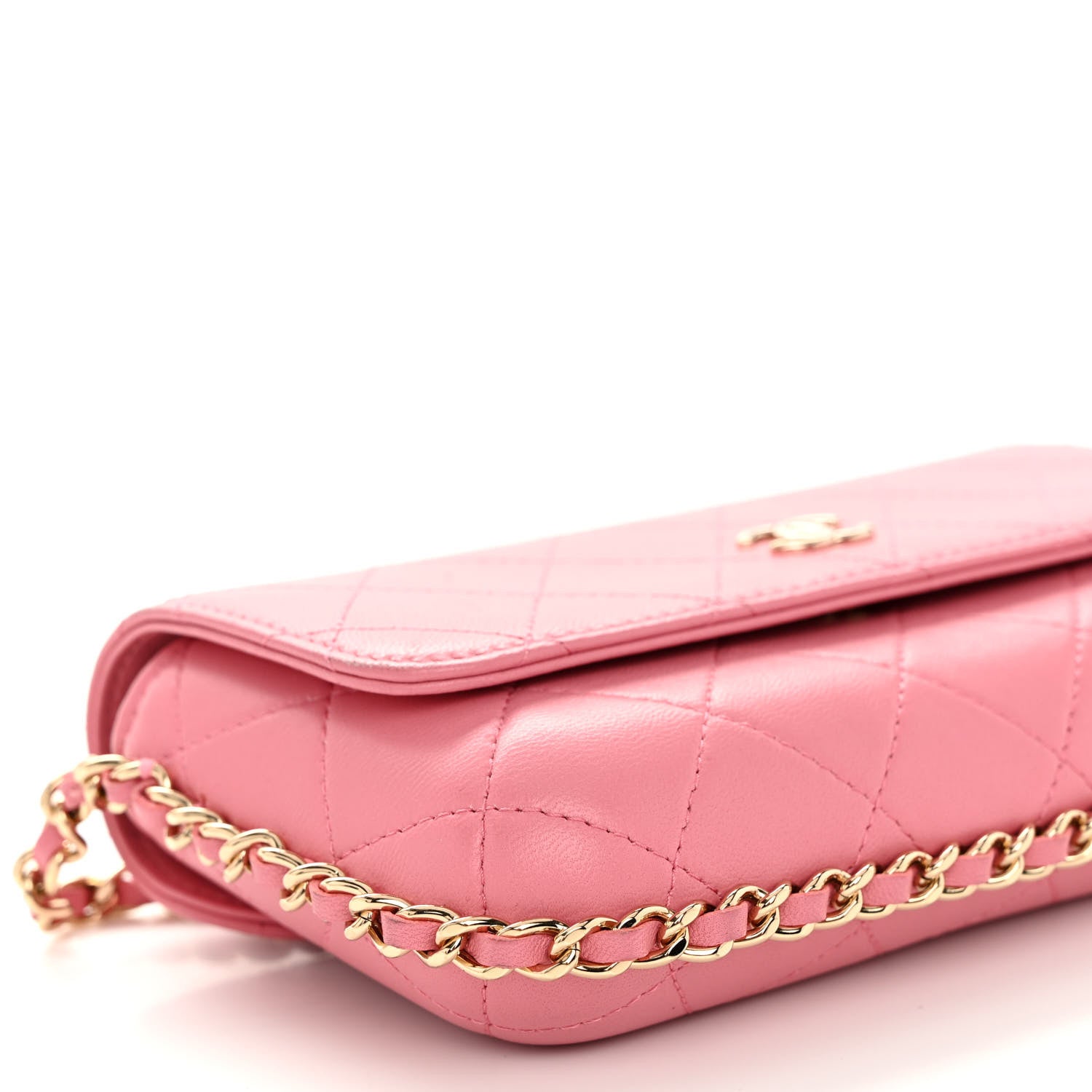 Chanel Calfskin Diamond Stitched Chain Around Flap Phone Holder Dark Pink 9 of 10