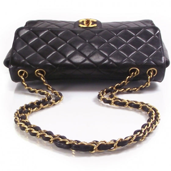 Vintage Leather Jumbo Classic Flap Black