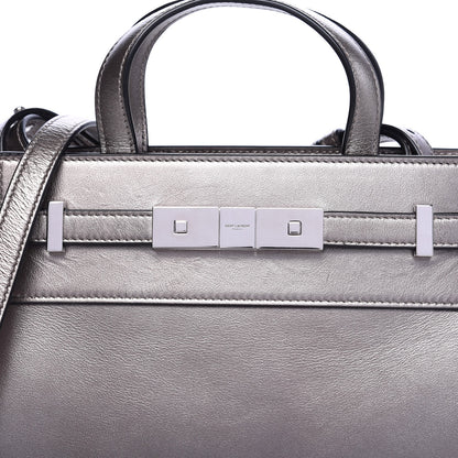 Saint Laurent Metallic Smooth Calfskin Manhattan Nano Shopper Tote Silver 7 of 7