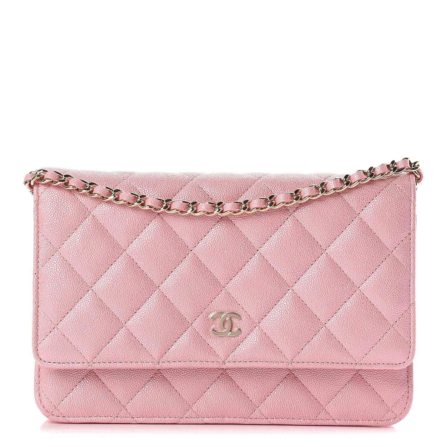 Chanel Iridescent Caviar Quilted Wallet on Chain WOC Rose Pink 1 of 12