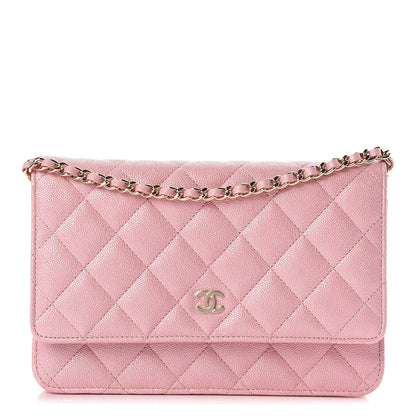 Chanel Iridescent Caviar Quilted Wallet on Chain WOC Rose Pink 1 of 12