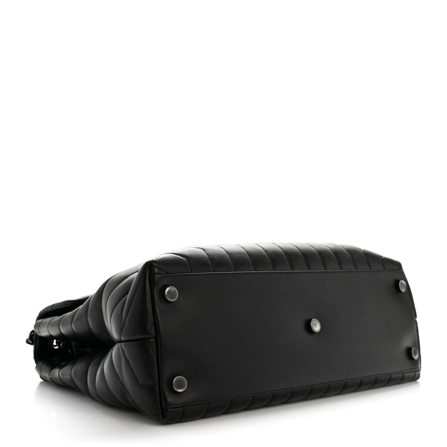 Calfskin Y Quilted Monogram Large Loulou Chain Satchel Black