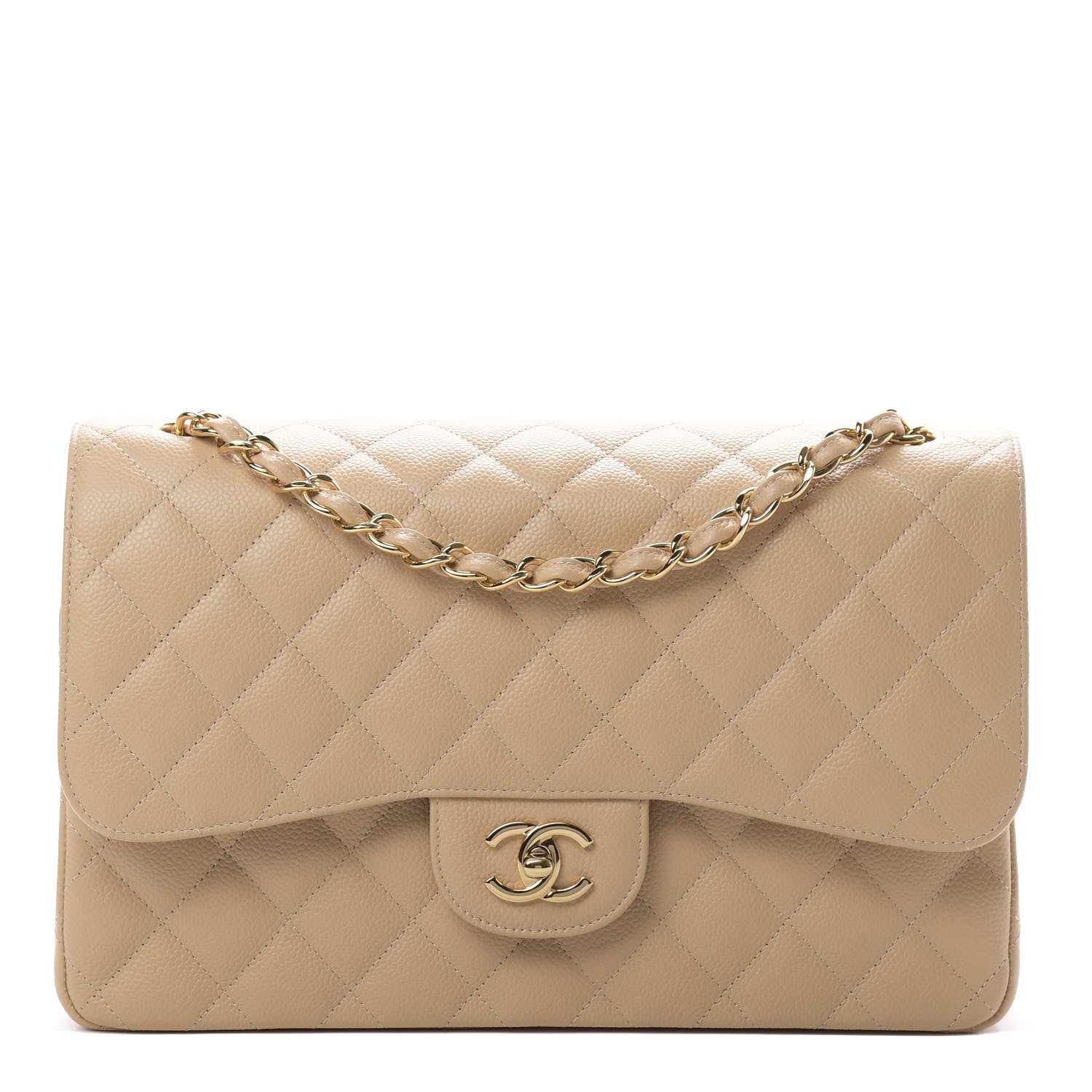 Chanel Caviar Quilted Jumbo Double Flap Beige 1 of 13