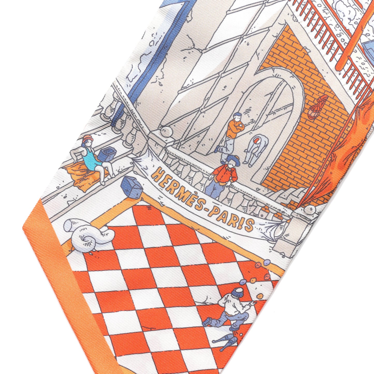 Silk Le Grand Prix du Faubourg Maxi Twilly Slim Orange Bleu Jean
