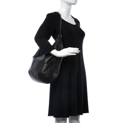 Gucci Pebbled Calfskin Medium Soho Chain Hobo Black 2 of 9