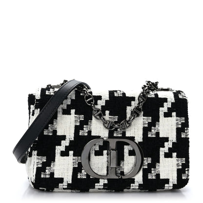 Christian Dior Tweed Macro Houndstooth Small Caro Bag Black White 1 of 9