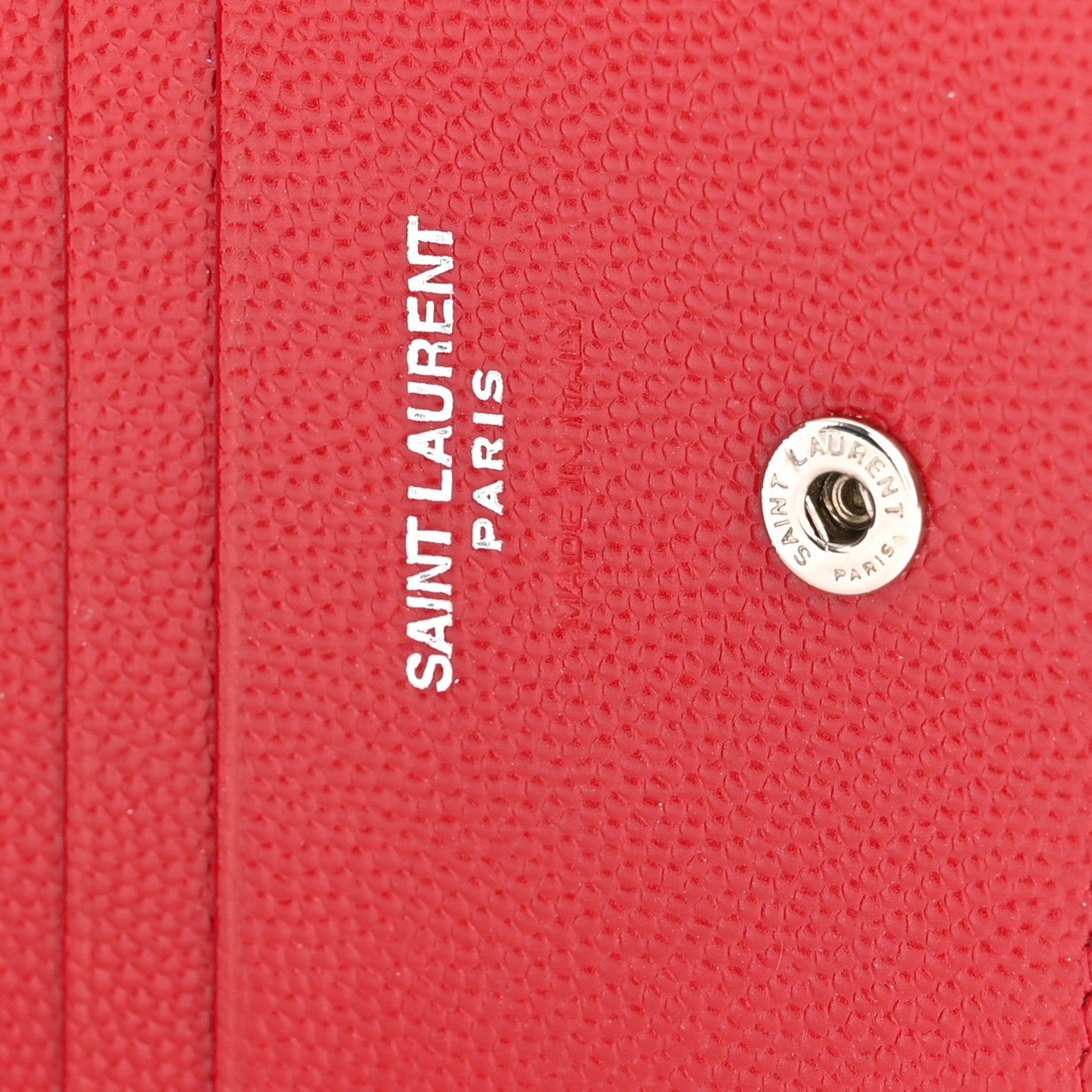 Saint Laurent Grain De Poudre Matelasse Chevron Monogram Flap Card Case Red 6 of 11