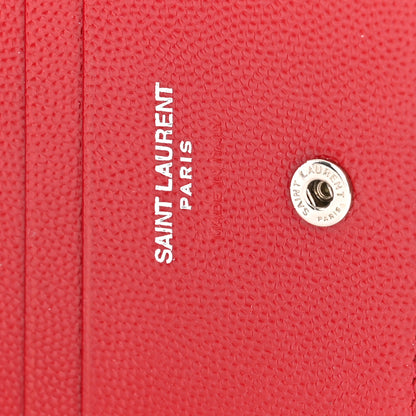 Saint Laurent Grain De Poudre Matelasse Chevron Monogram Flap Card Case Red 6 of 11